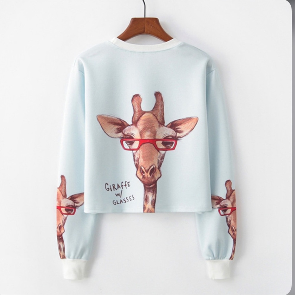 Cute Giraffe cropped sweater brand new